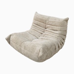 Poltrona Togo in velluto a coste beige di Michel Ducaroy per Ligne Roset