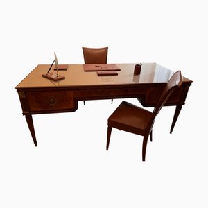 Studio Luigi XV in legno decorato con fregi in bronzo, metà XIX secolo, set di 7