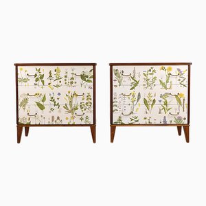 Cassettiere moderne con illustrazioni di Nordens Flora, Scandinavia, anni '40, set di 2