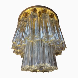 Mid-Century Brass and Glass Ceiling Lamp attributed to Helena Tynell for Limburg Glashutte, 1960s