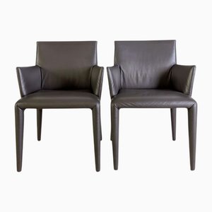 Vintage Lederstühle von Mario Bellini für B&B Italia, 2er Set