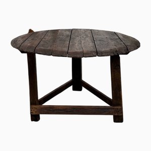 Mesa de arte popular redonda de roble, 1880