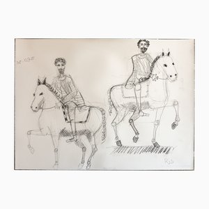 Rubins Johannes Spaans, Marcus Aurelius on Horseback, 2025, Fusain sur Papier Coton