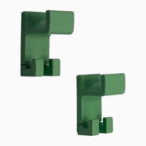 Teal Green Wall Hooks by Olaf Von Bohr for Gedy, 1970s, Set of 2