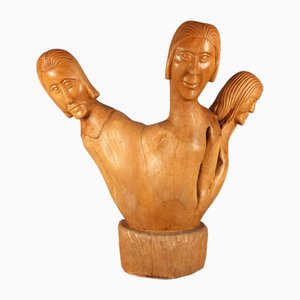 Vintage Pear Wood Sculpture, 1920s