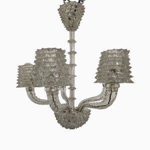 Five-Light Chandelier in Rostral Glass by Barovier & Toso, 1940s