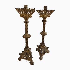 Bronze Lampen auf Kerzenständer, 2er Set