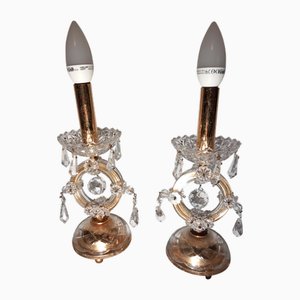 Austrian Crystal Glass Table Lamps, 1960s, Set of 2