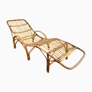 Chaise longue italiana de ratán al estilo de Tito Agnoli, años 70