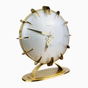 Europa Tischuhr aus Messing & Acryl, 1960er