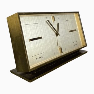 Desk Clock in Brass from Swiza, 1960s
