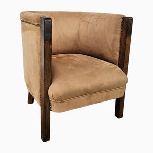 Vintage Art Deco Chair in Walnut and Velvet, 1940