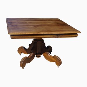 19th Century Solid Walnut Square Pedestal Table