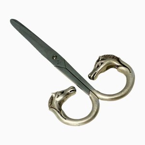 Scissors with Horse Heads in Silver Sheet from Hermès, France, 1970s