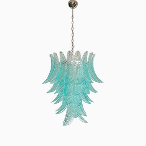 Large Italian Turquoise Felci Murano Glass 6-Tier Chandelier, 1990s