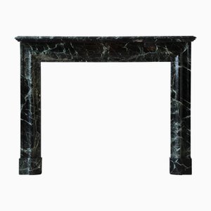 Antique French Deep Green Fireplace with Black Marble