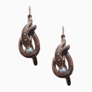 14 Karat Gold Earrings, Early 1900s, Set of 2