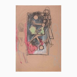 Mino Maccari, The Moonlight, 1960, Aquarell auf Papier