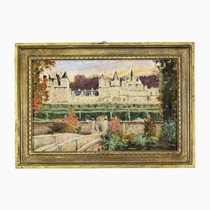 Hippolyte Camille Delpy, French Castle, 1800s, Oil, Framed