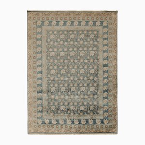 Tappeto in stile classico con motivo floreale blu e beige-marrone di Rug&Kilims