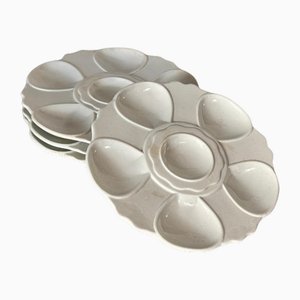 Mid-Century French White Ceramic Oyster Plates, 1970s, Set of 4