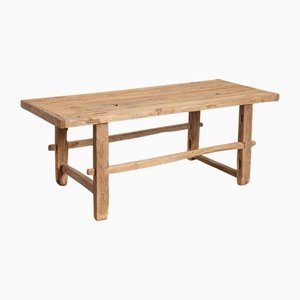 Antique Rustic Elm Coffee Table Ax, 1920s