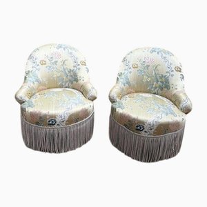 Poltrone in stile Napoleone III in seta, set di 2