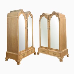Walnut Wardrobes, 1890s, Set of 2