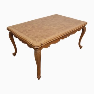 Oak Parquetry Draw Leaf Table, 1890s