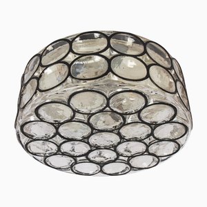 Lampada da parete o soffitto grande in ferro e vetro attribuita a Limburg, Germania, anni '60