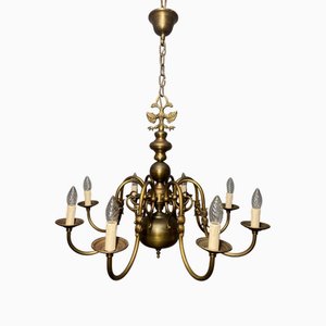 Flämischer Kronleuchter mit acht Armen aus Messing