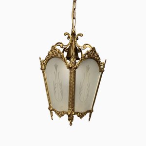 Französische Laterne aus Messing und Glas