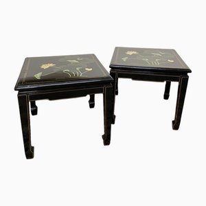 Tables d'Appoint Laquées Chinoiserie, Set de 2