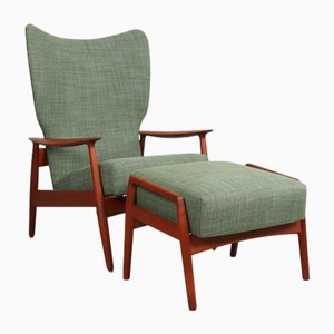 Ensemble de Fauteuil et Ottomane en Teck par K. Rasmussen, Norvège, 1960s