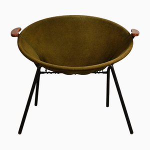 Balloon Chair aus Wildleder, Teak & Metall von Hans Olsen, Dänemark, 1960er
