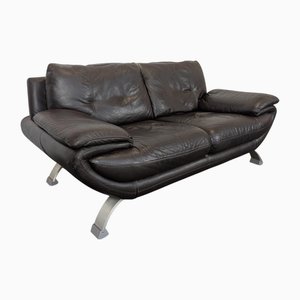 Vintage Black Leather Sofa