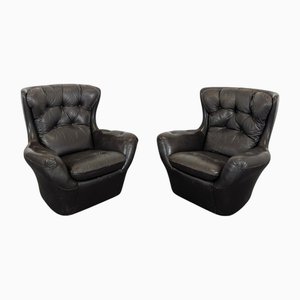 Steiner Armchairs in Dark Brown Leather, Set of 2