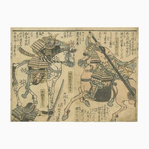 Samurai Warriors in Battle, década de 1800, papel