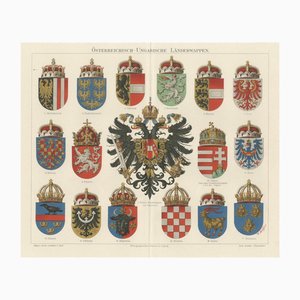 Austrian and Hungarian Imperial Coats of Arms, 1880s, Paper
