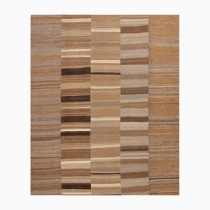 Vintage Middle Eastern Mazandaran Kilim with Brown and Gray Striped Pattern