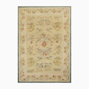 Bessarabischer Vintage Kelim in Gold-Beige mit Blumenmuster