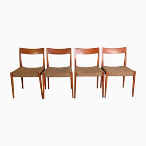 Mid-Century Kontiki Chairs in Teak by Yngve Ekström for Hugo Troeds, Set of 4