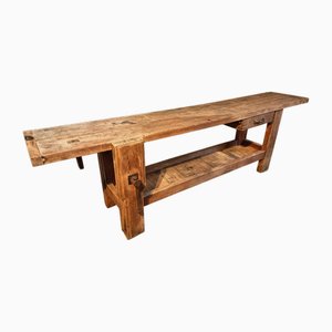 Vintage French Beechwood Workbench, 1920s