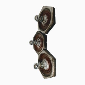 Mid-Century Modern Fat Lava Ceramic Wall Lights, Germany, 1970s, Set of 3