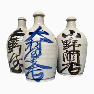 Japanese Stoneware Tokkuri Sake Bottles, 1950s, Set of 3