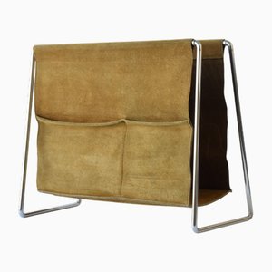 Portariviste Mid-Century moderno in pelle e acciaio di Verner Panton per Fritz Hansen, Scandinavia, anni '60