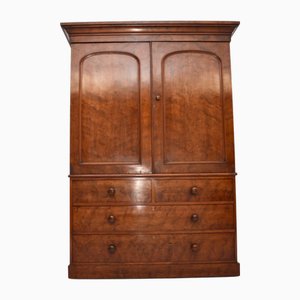 Antique Victorian Satin Birch Linen Press by H. Mawer & Stephenson, 1850s