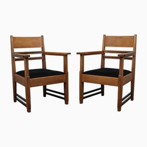 Poltrone Art Deco in quercia e coromandel attribuite a lOV Oosterbeek, anni '30, set di 2