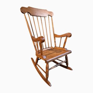 Mecedora Windsor francesa Mid-Century de madera de haya, años 50