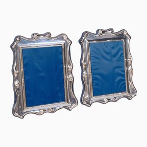 Vintage Art Deco English Silver Plate Portrait Picture Frames, 1930s, Set of 2